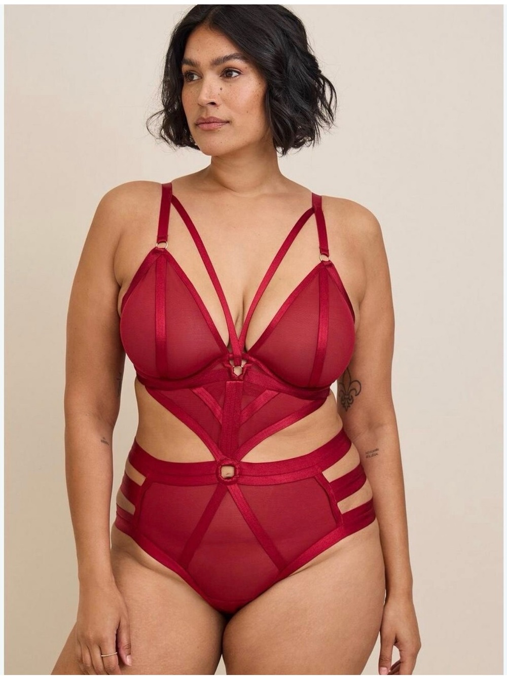 Torrid sexy lingerie Red One-Piece Strappy Bodysuit nwt size 1
